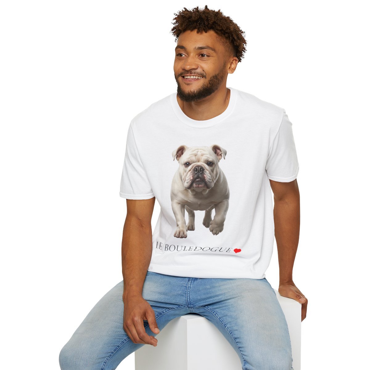 Engelse Bulldog (Wit) Portrait T-Shirt — Le Bouledogue