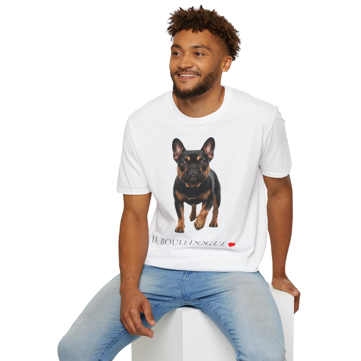 Franse Bulldog (Black & Tan) Portrait T-Shirt — Le Bouledogue