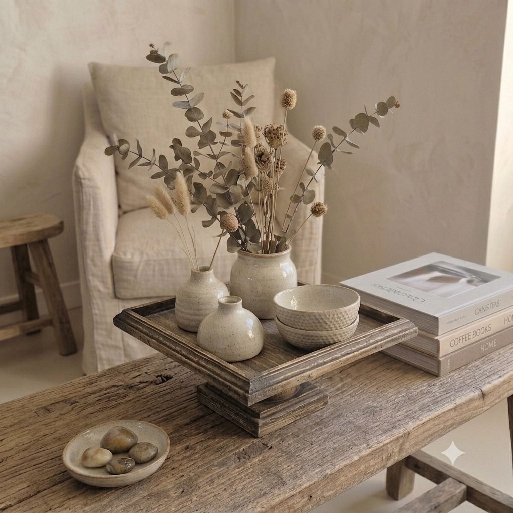 Authentiek Vintage Houten Plateau op Voet