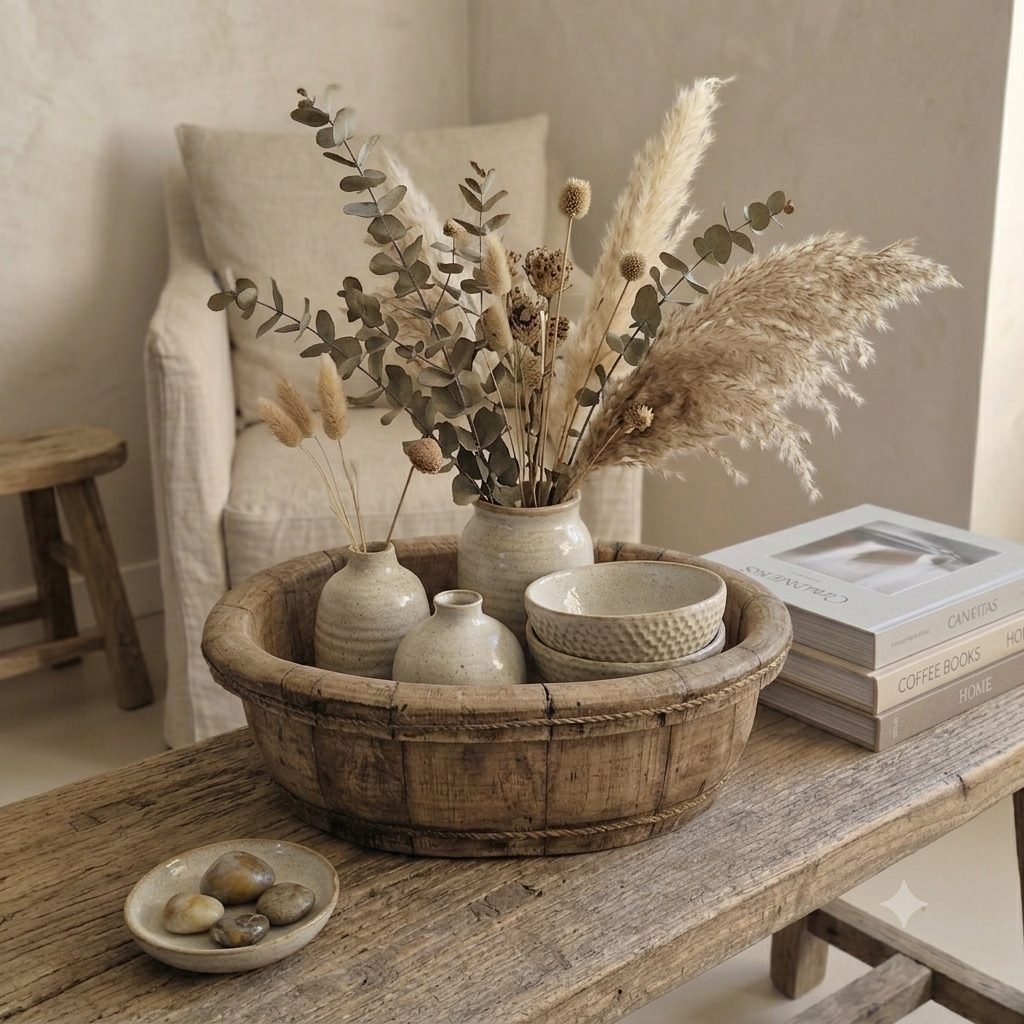 Authentieke Vintage Houten Washak – Handgemaakte Wabi-Sabi Trog
